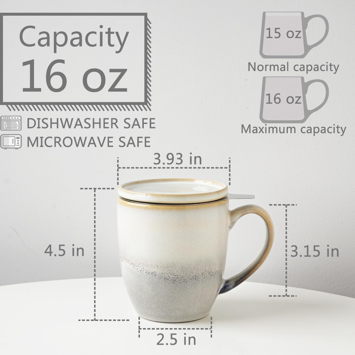 Ceramic Tea Cup with Infuser and Lid