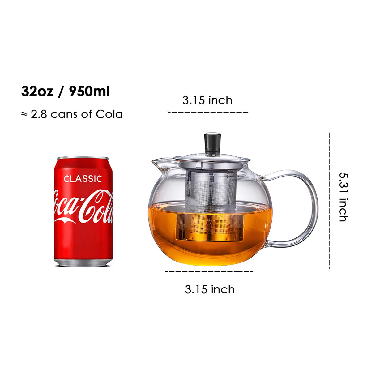 Glass Teapot with Removable Infuser 950ml