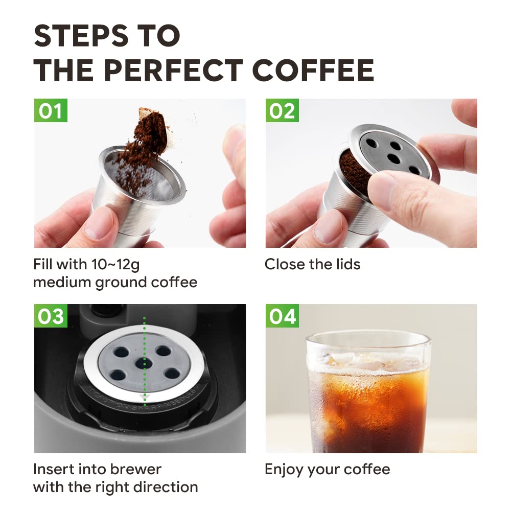 4 Pack Stainless Steel Reusable K Cups Compatible with Keurig Supreme & Supreme Plus