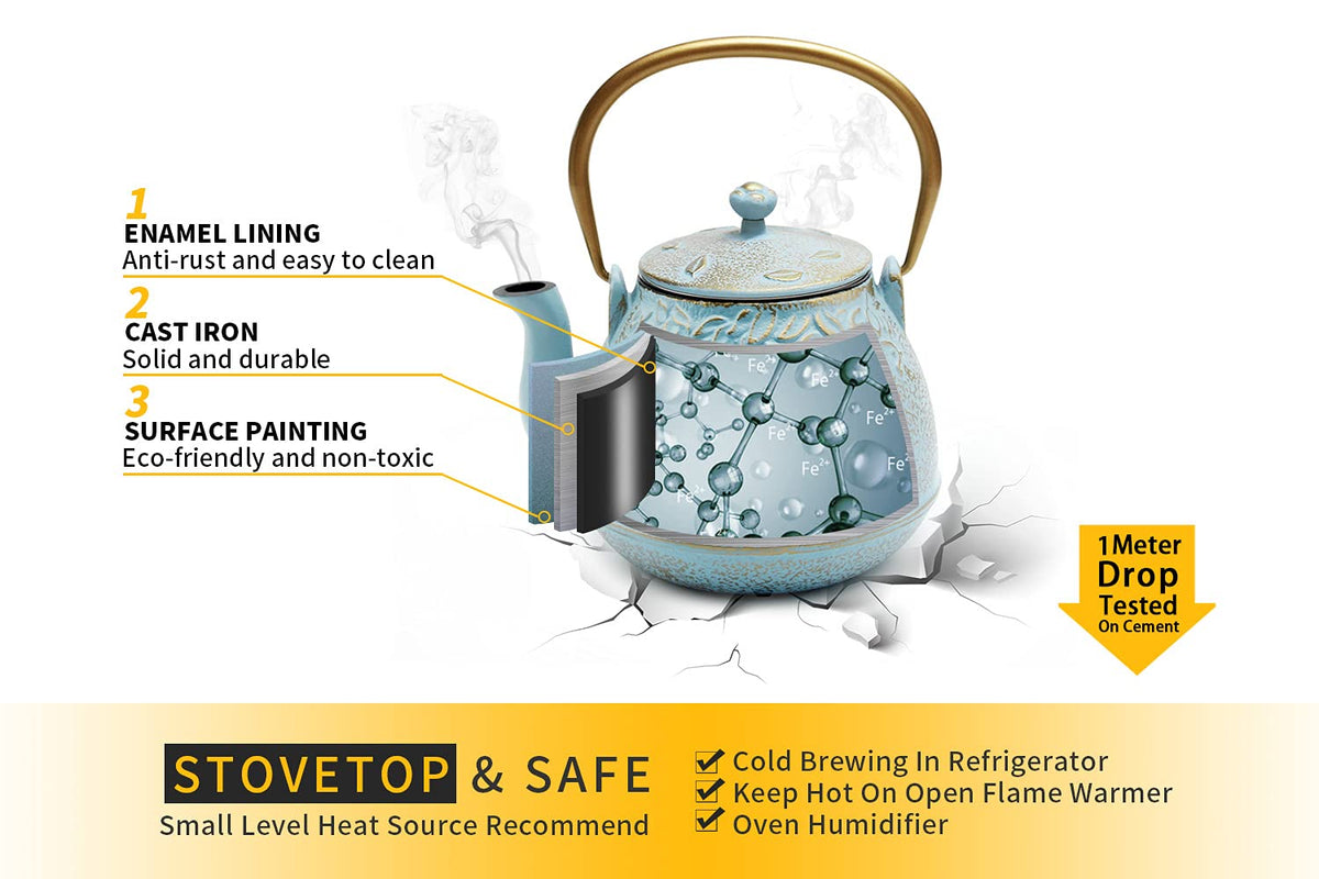Japanese Cast Iron Tea Kettle with Stainless Steel Infuser