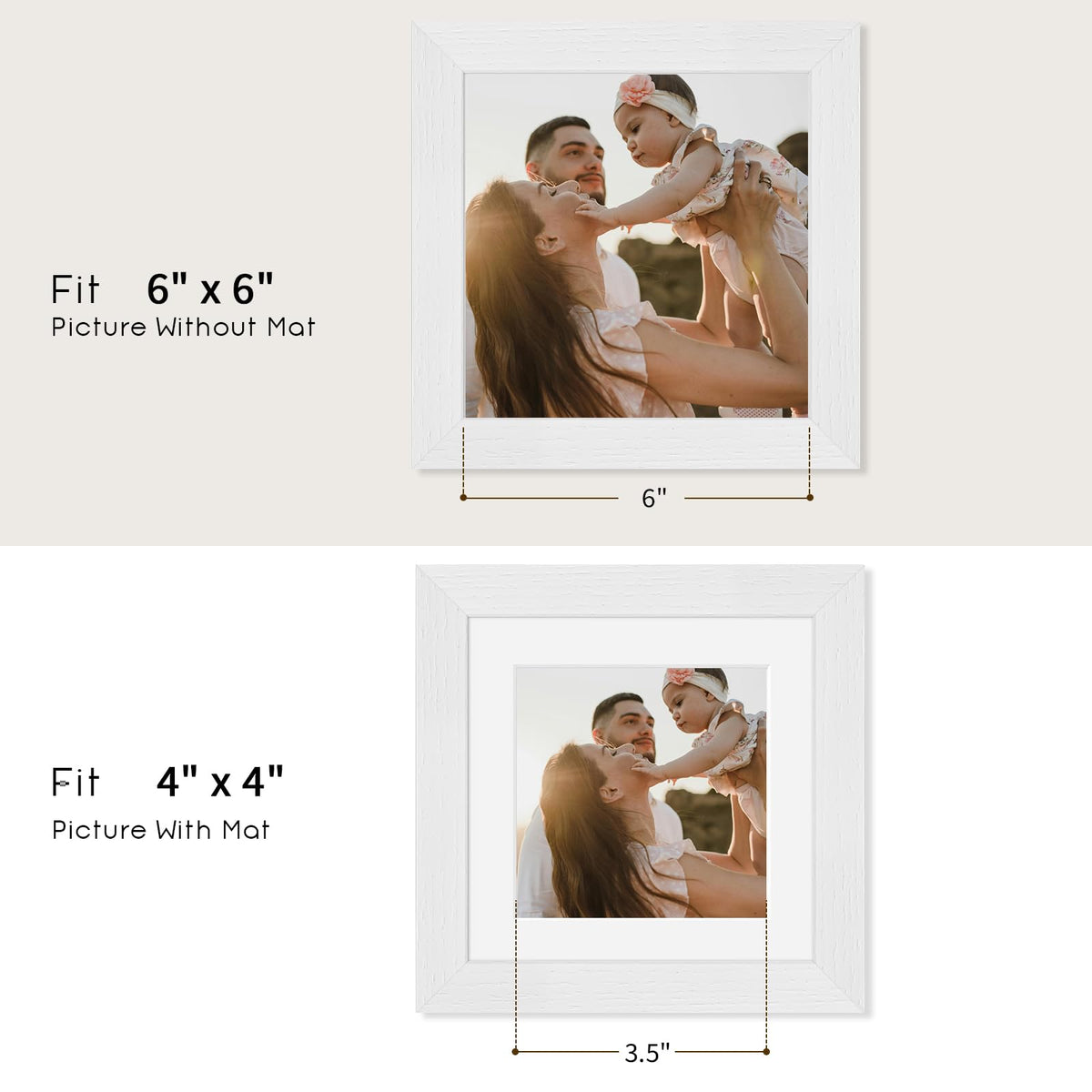 6x6 Solid Oak Wood Picture Frames (3 Count)