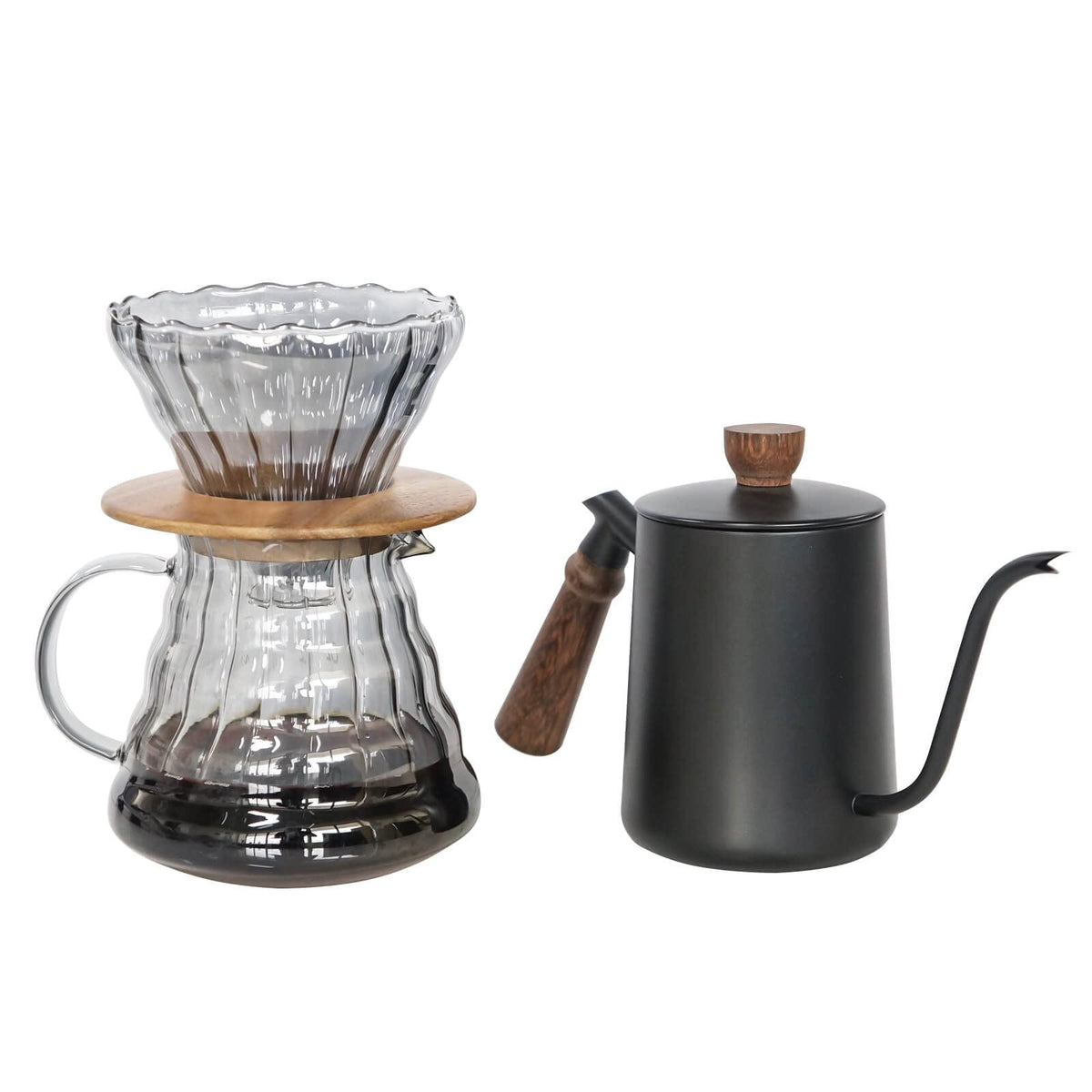 Pour Over Coffee Maker Set with Black Gooseneck Kettle