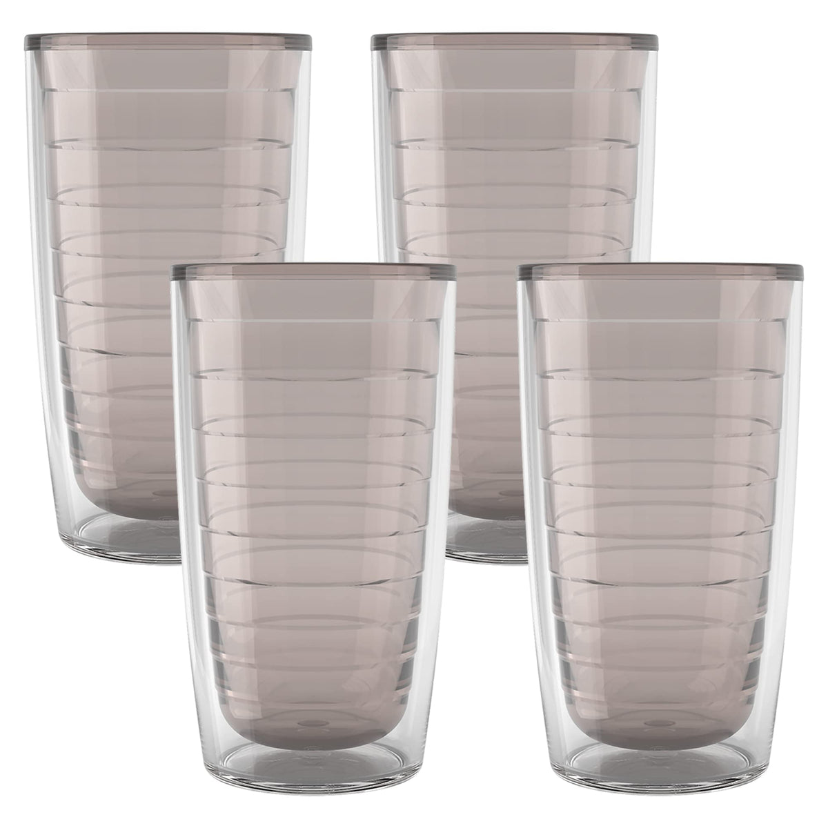 Clear & Colorful Tabletop Made in USA Double Walled Insulated Tumbler Travel Cup Keeps Drinks Cold & Hot (4 Count)