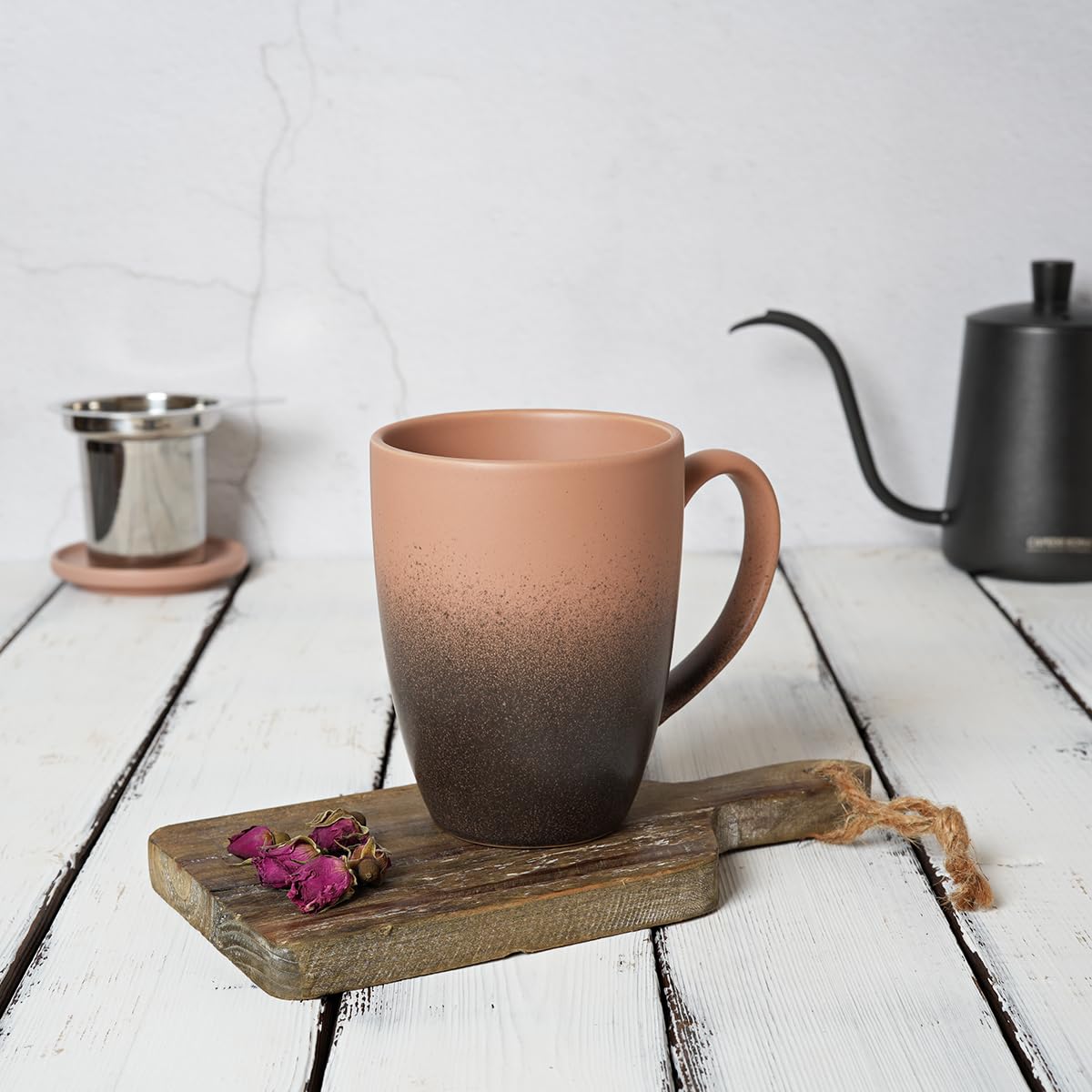 Matte Ceramic Tea Cup with Infuser and Lid