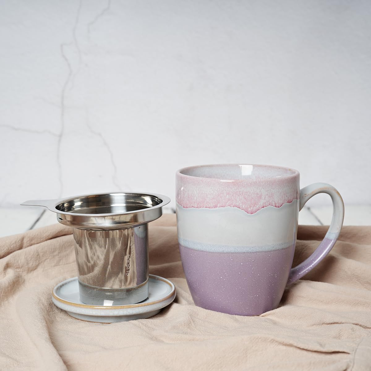 Ceramic Tea Cup with Infuser and Lid