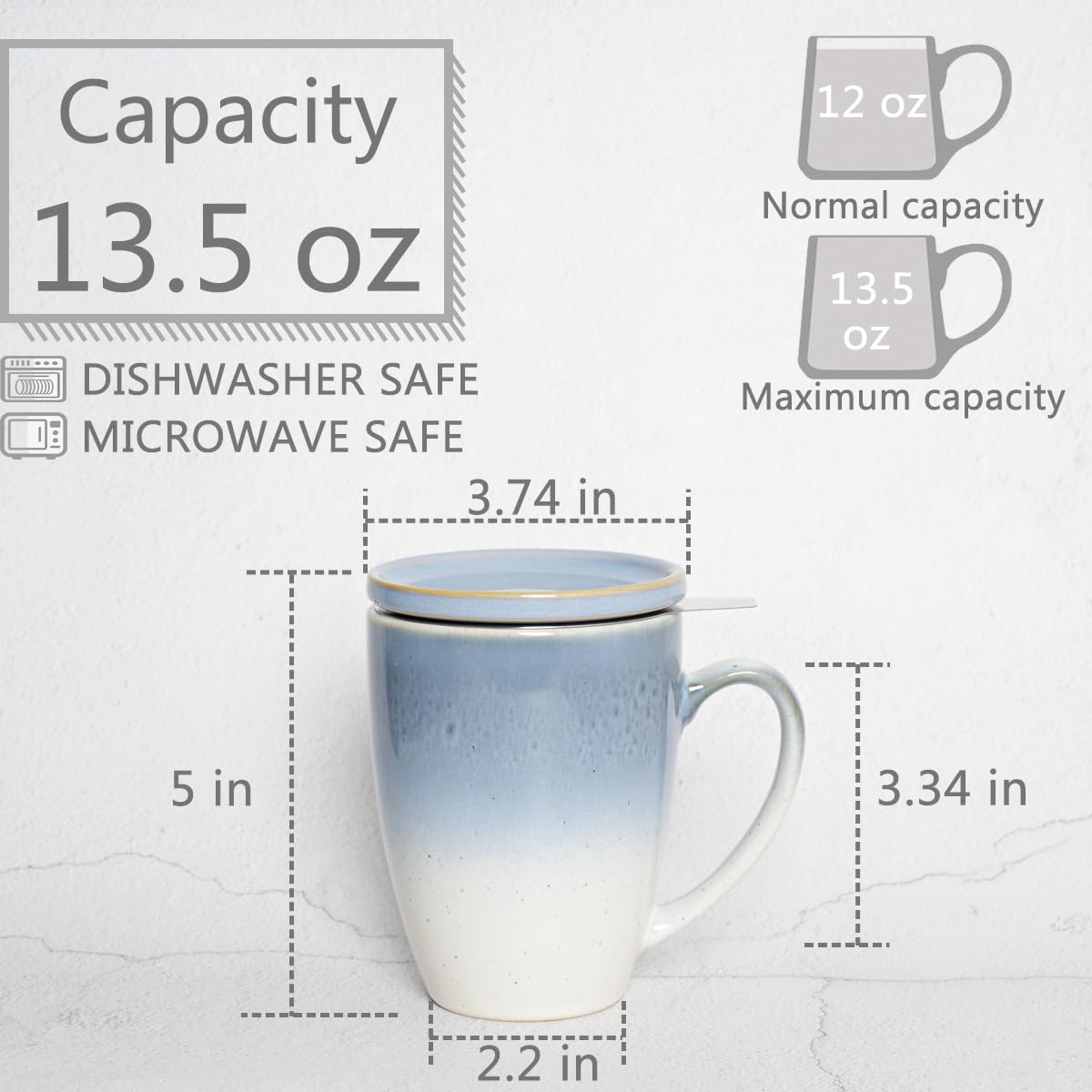 Ceramic Tea Cup with Infuser and Lid