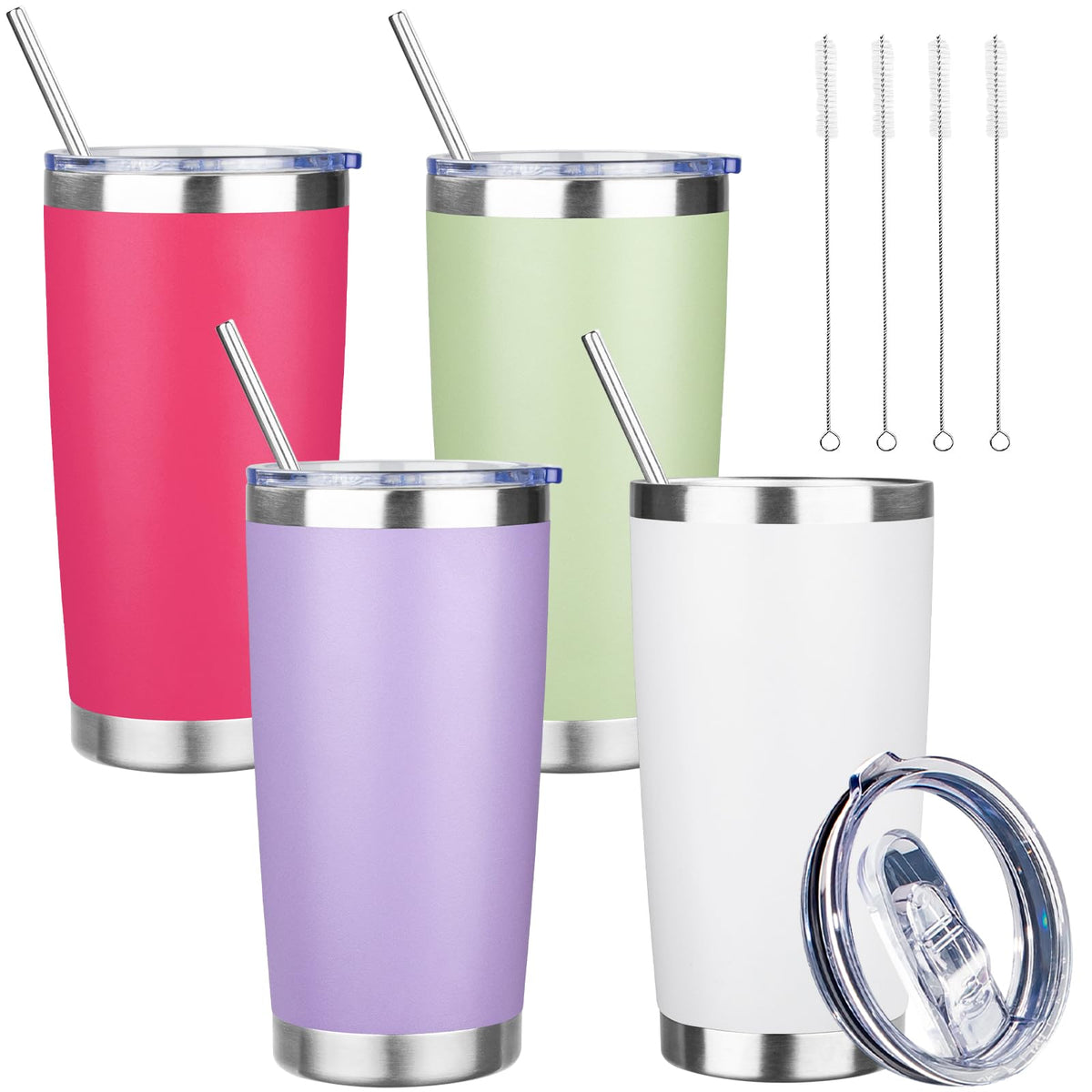 20 oz Tumbler with Lids and Straws (4 Count)