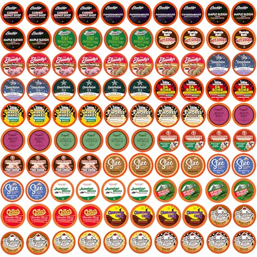 Tea, Cocoa, Cider, Cappuccino Variety Sampler Pack Compatible with 2 Keurig K-Cup Brewers, Bit of Everything, 100 Count
