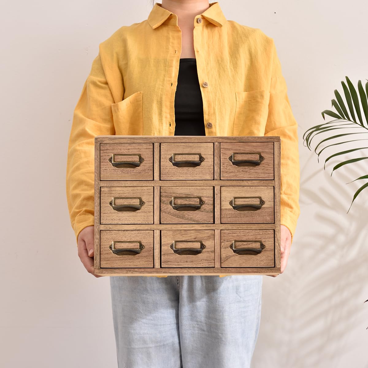 Wooden Desk Organizer with 9 Drawers