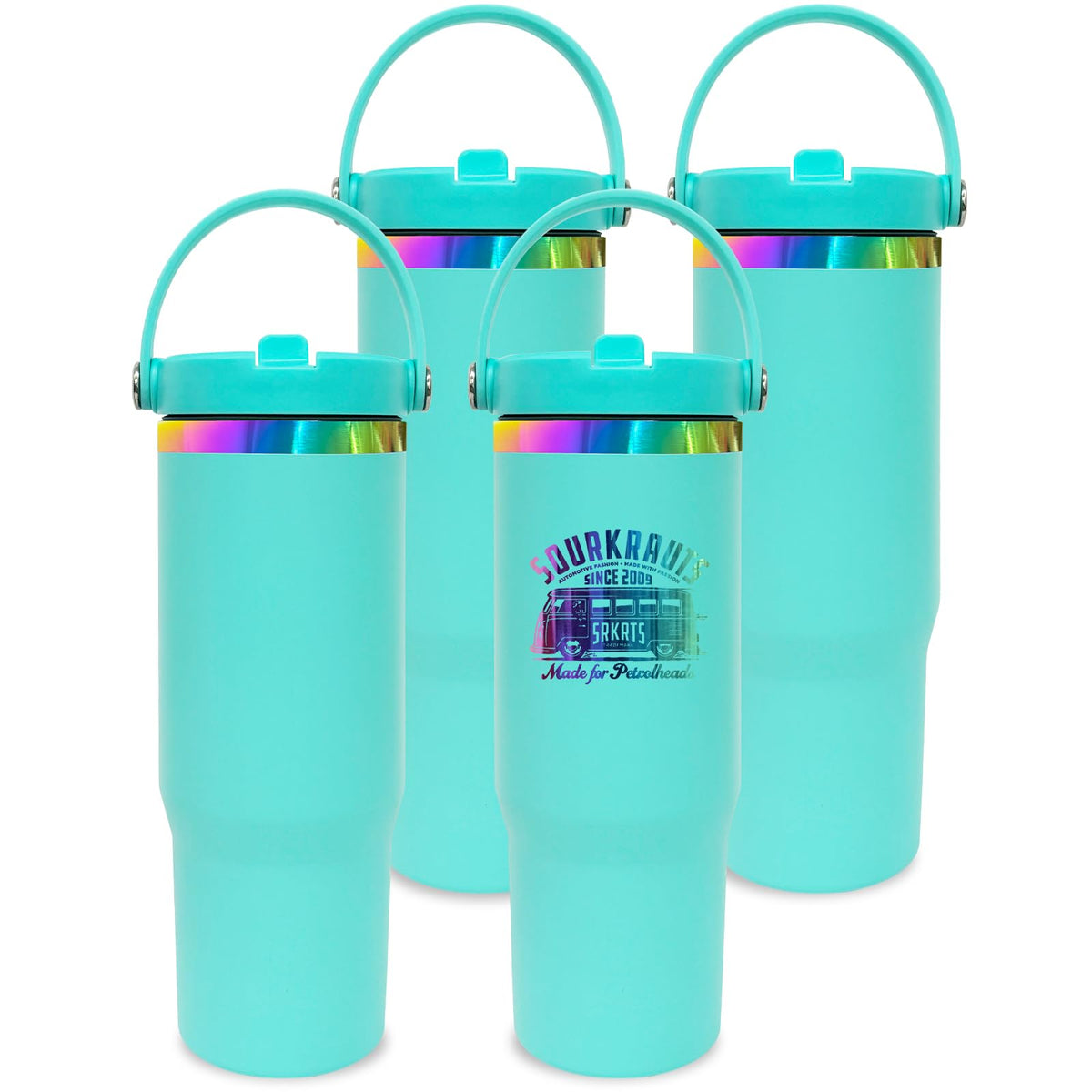 30 oz Tumbler Bulk with Top Handle and Flip Straw Blue (4 Count)