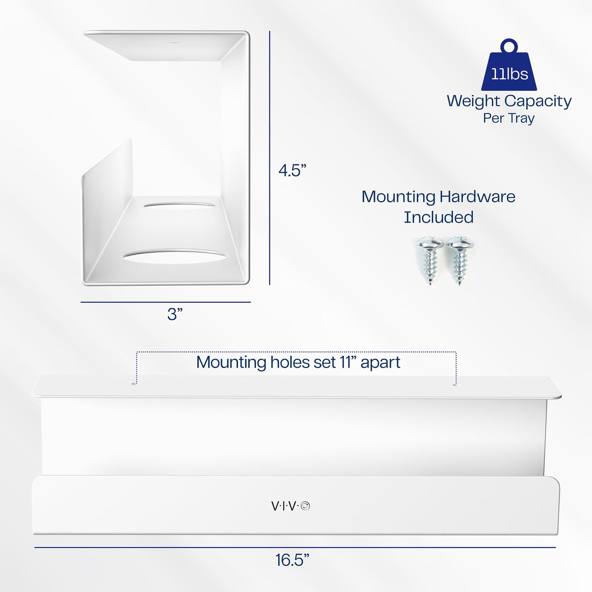 White 17 inch Under Desk Cable Management Tray
