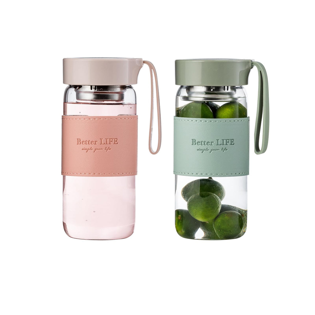 Glass Tea Bottle 16 oz Drinking Bottle with Non