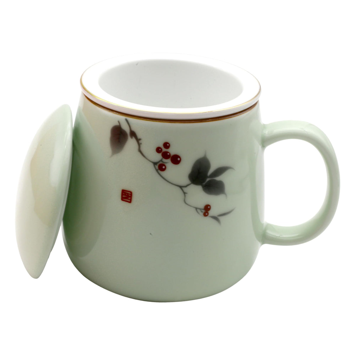 Porcelain Tea Mug With Infuser Lid 12oz Loose Leaf Tea Cup