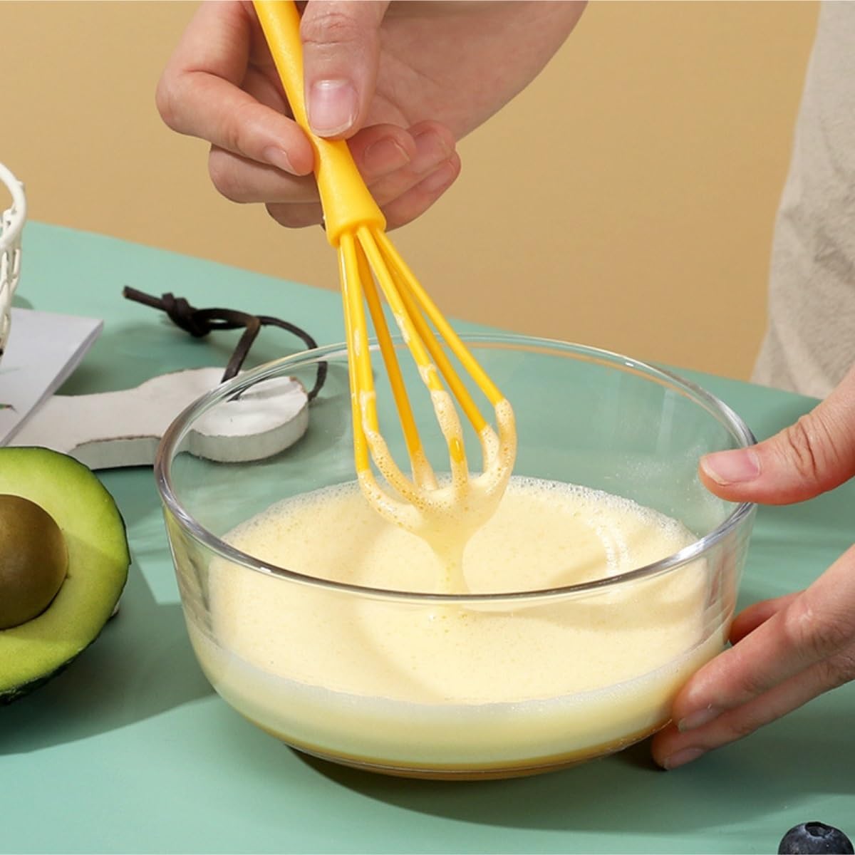 Egg Beater Milk Frother Handheld Egg Beater Kitchen Gadgets Plastic Manual Mixer Baking Home Kitchen Utensils