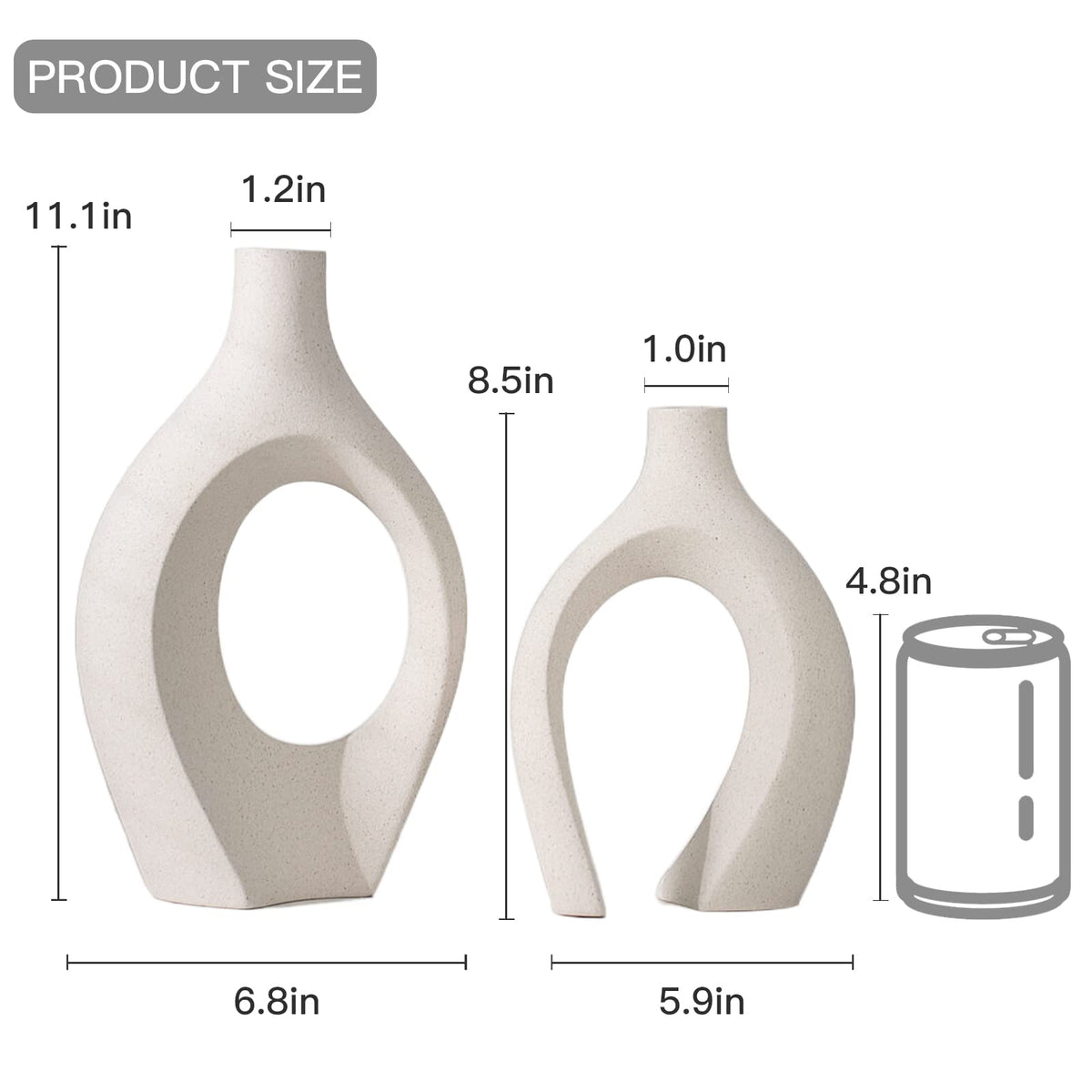 Snuggle Hollow Ceramic Vase Set of 2 for Boho Nordic Modern Decor