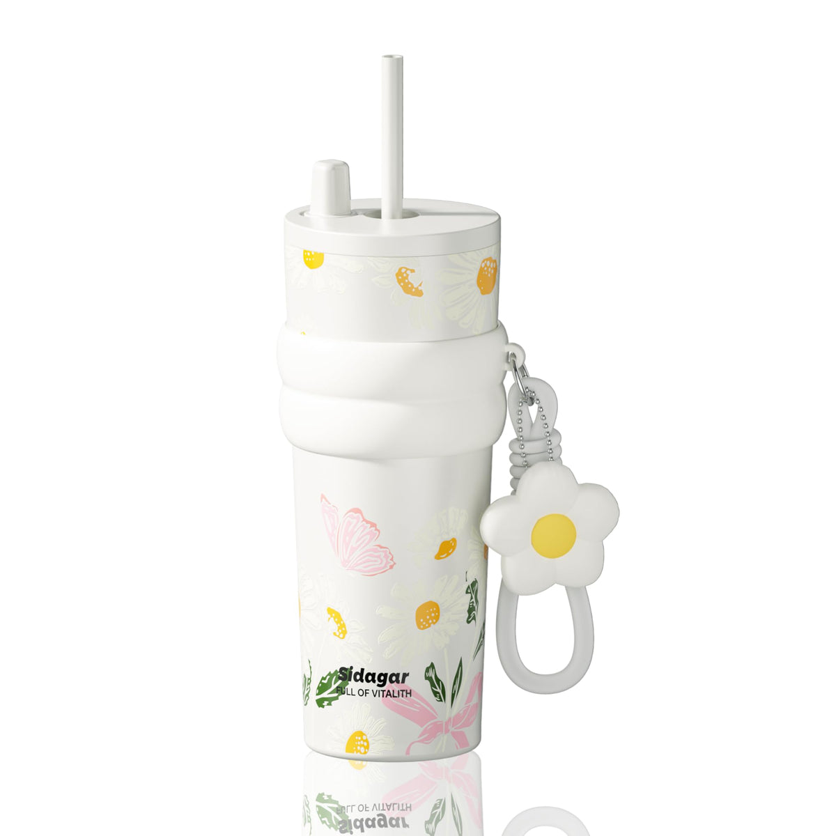 24 oz Stainless Steel Tumbler with Lid and Straw