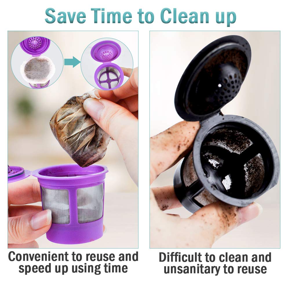 Disposable Coffee Filters with Lid Kerig Paper Filter for Reusable Single Serve Pods Compatible with Keurg 2.0 & 1.0 Coffee Maker (200 Count)