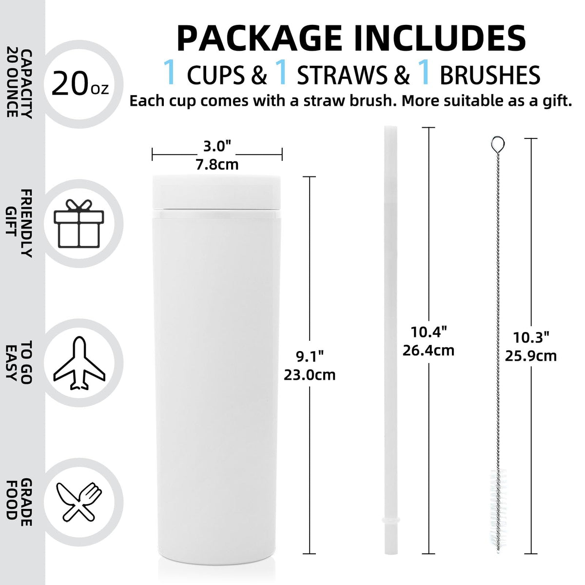 20oz Plastic Skinny Tumbler