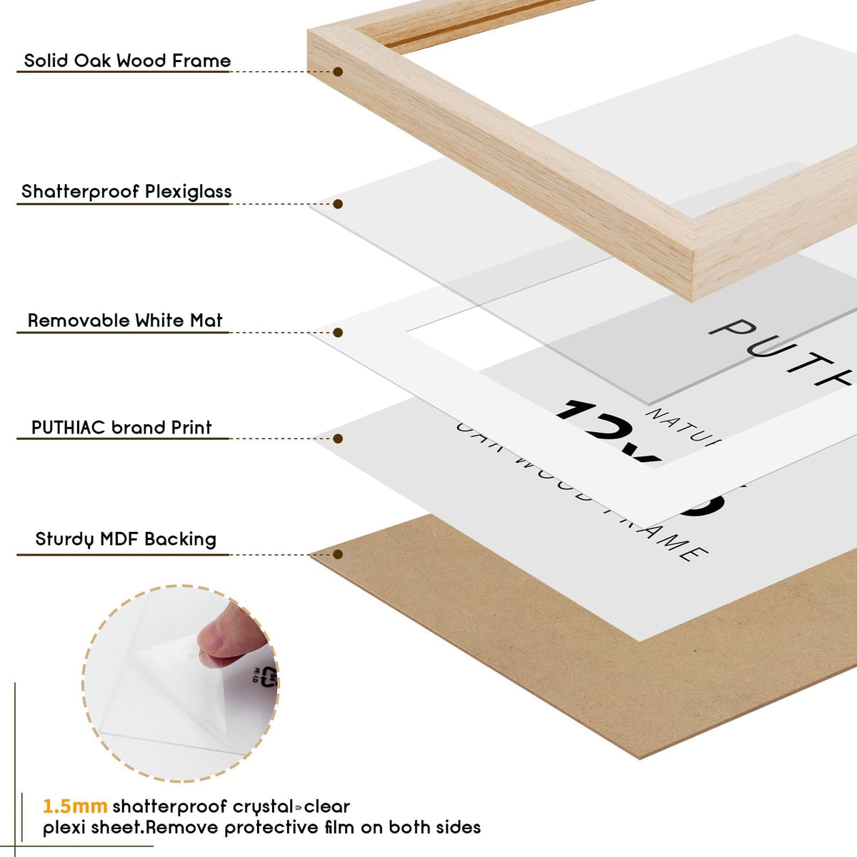 12x16 Solid Oak Wood Picture Frames (3 Count)