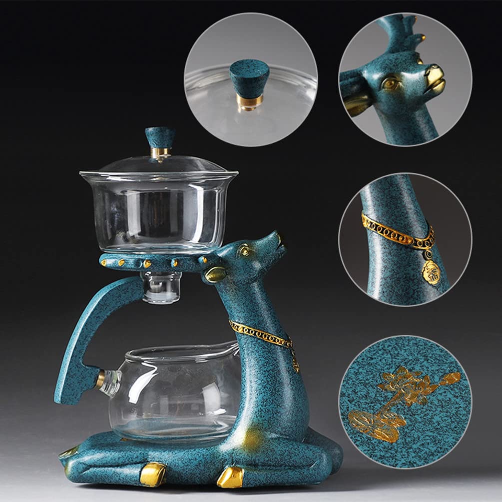 Heat resistant Kungfu Glass Tea Set with Heater Attract Water Diversion Rotating Cover Bowl Lazy Semi