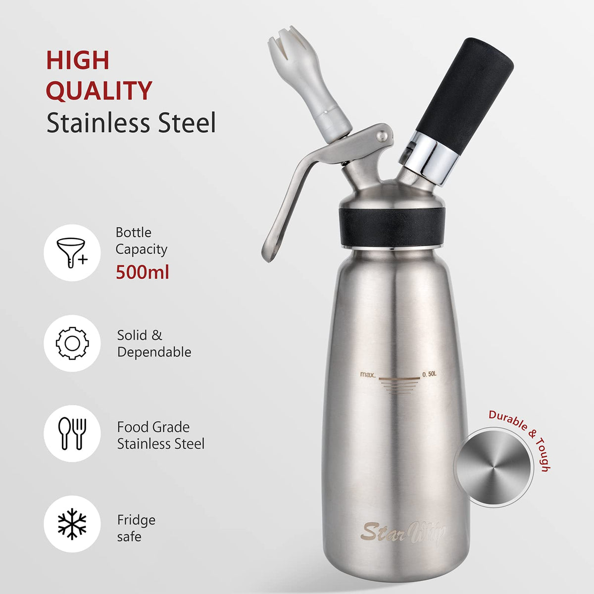 Professional Whipped Cream Dispenser Stainless Steel 304
