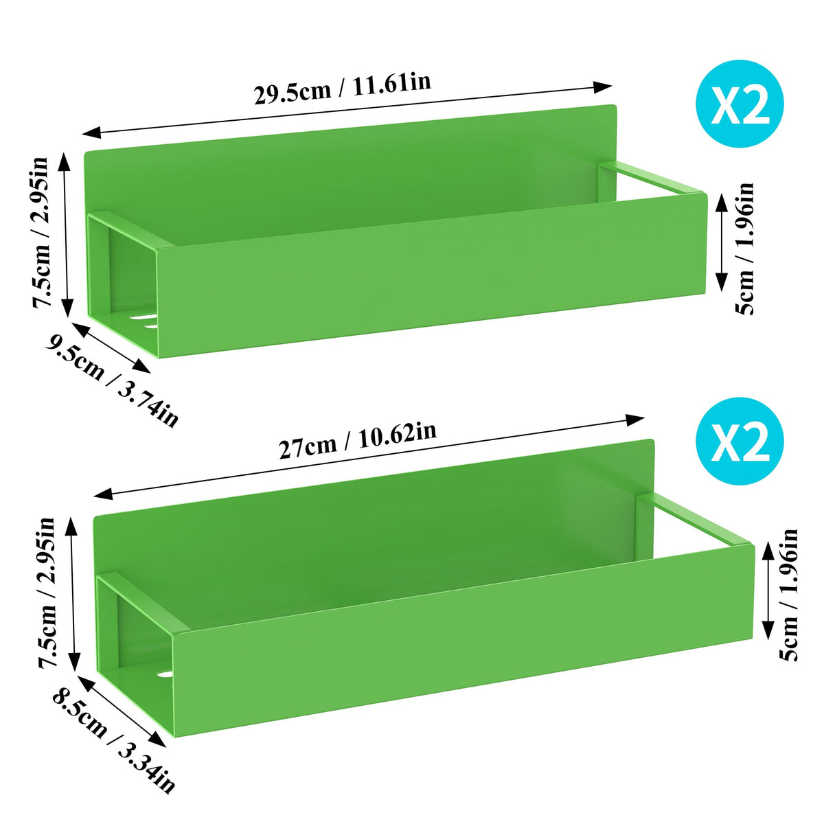Metal Magnetic Spice Rack for Refrigerator Green (4 Count)