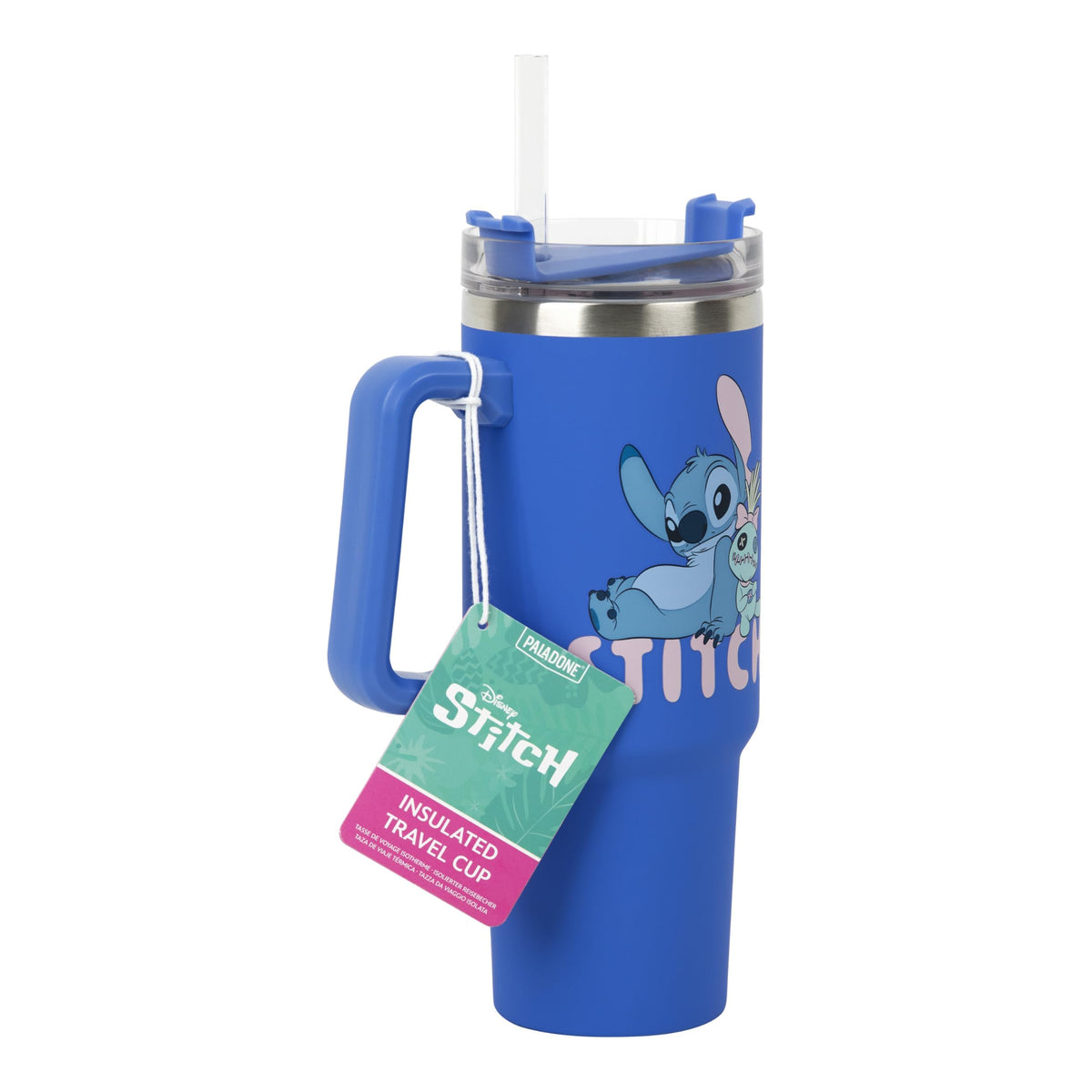 Disney Stitch 900 ml Blue Insulated Travel Cup and Straw