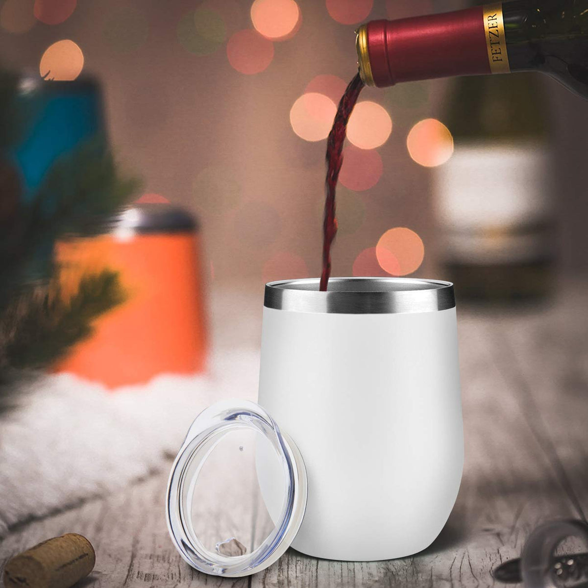 12oz 4 Pack Wine Tumbler Glasses with Lid (4 Count)