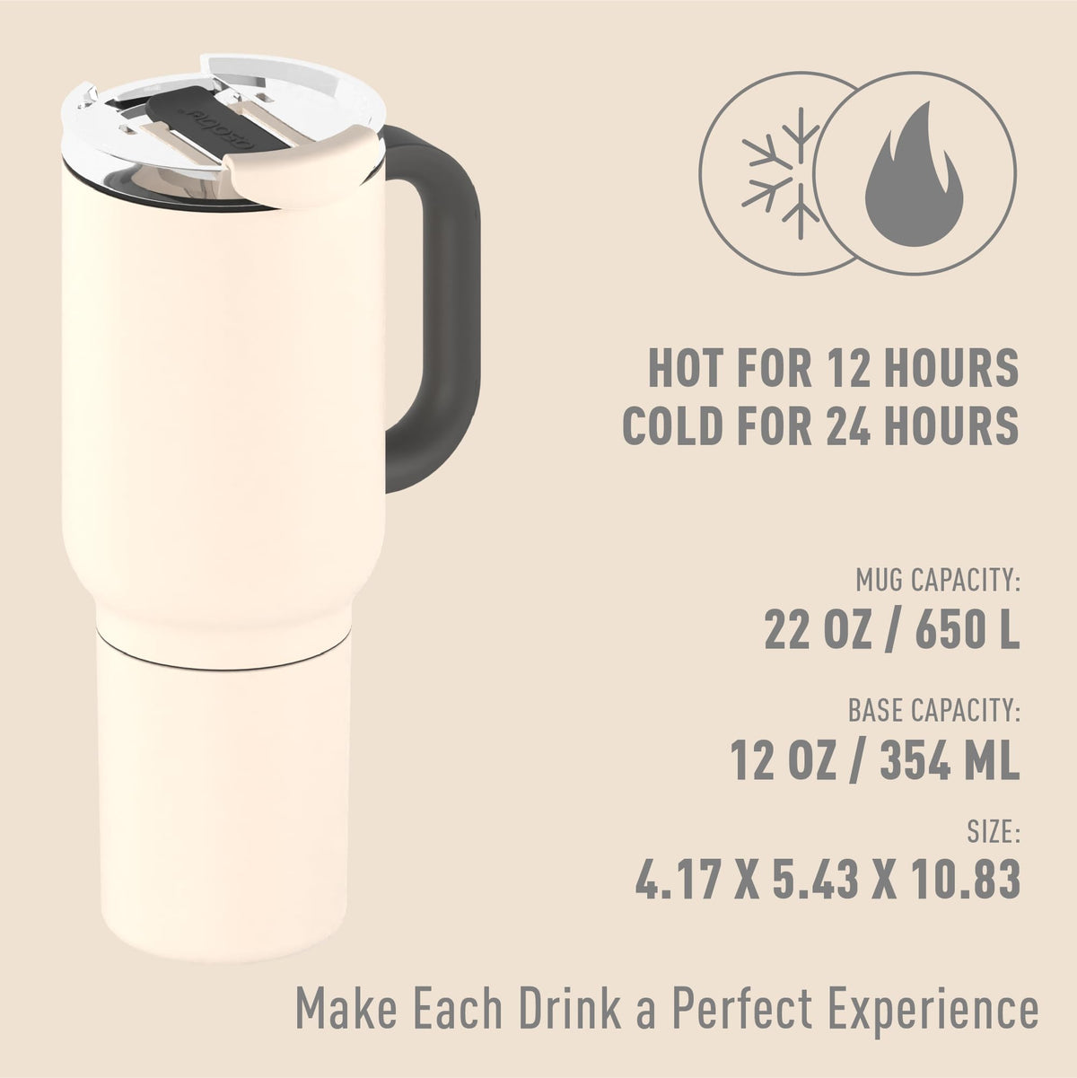 DUPLEX 2-in-1 Travel Mug and Beer Can Holder Enjoy hot and cold drinks simultaneously -22 oz Hot Coffee or Tea Tumbler with Attached 12 oz Cold Can Holder for Beer or Soda, white