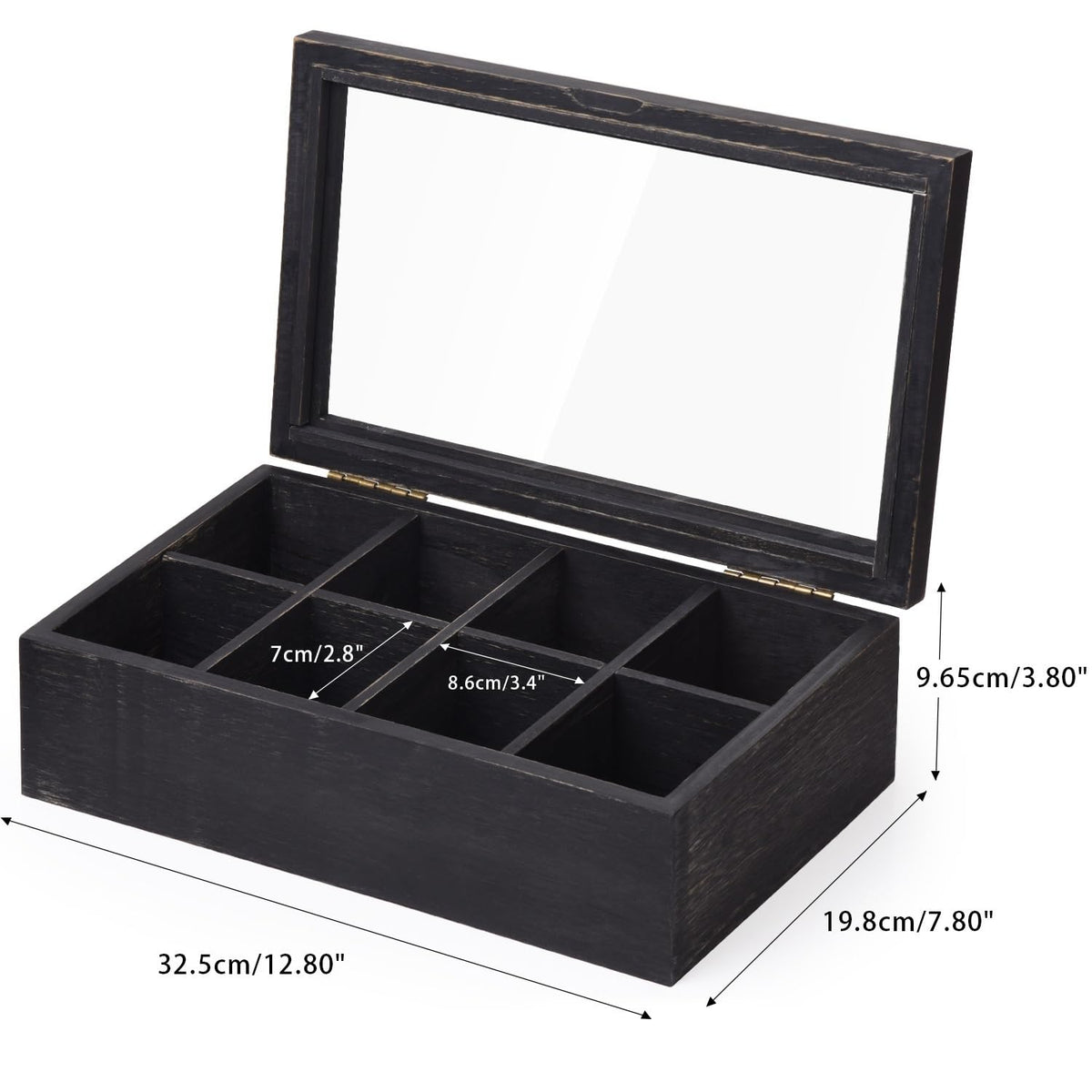 Wooden Tea Box with Lid & 8