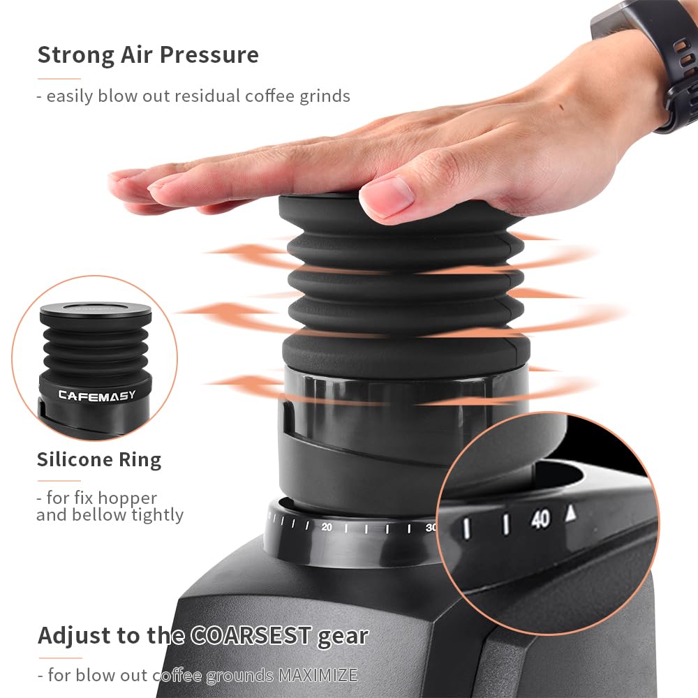 Single Dose Hopper with Silicone Bellow and Aluminum Lid Coffee Grinder Cleaning Accessories Tools