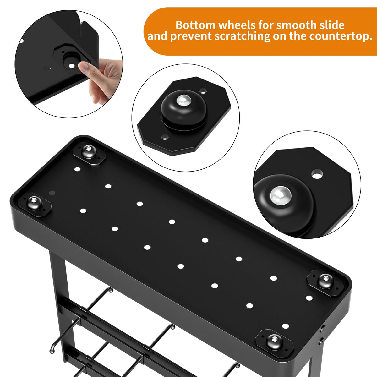2 Tier Coffee Cup Holder with 16 Movable Hooks & Storage Basket