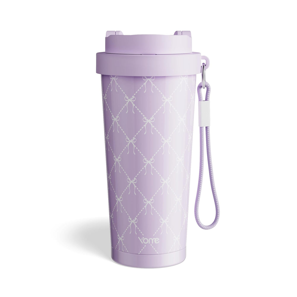 17oz Elegant Purple Bow Ceramic Lined Insulated Coffee Mug with Infuser for Women