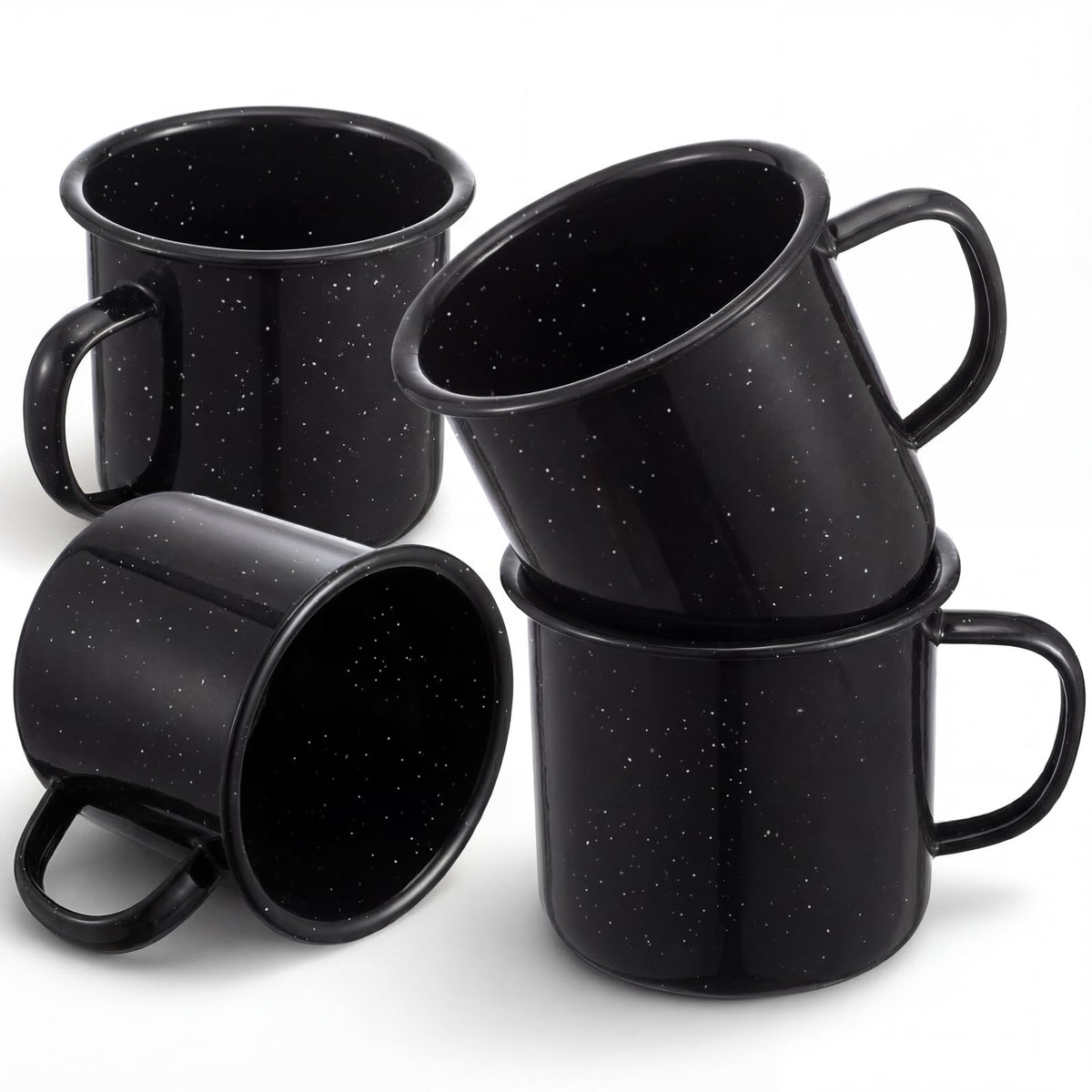 4 Pcs 16 oz Enamel Mugs Outdoor Camping Coffee Cups for Hot Cold Beverages Durable for Home (4 Count)