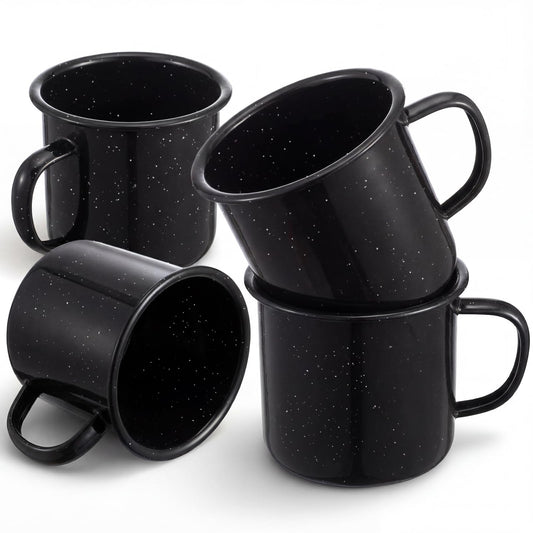 4 Pcs 16 oz Enamel Mugs Outdoor Camping Coffee Cups for Hot Cold Beverages Durable for Home (4 Count)