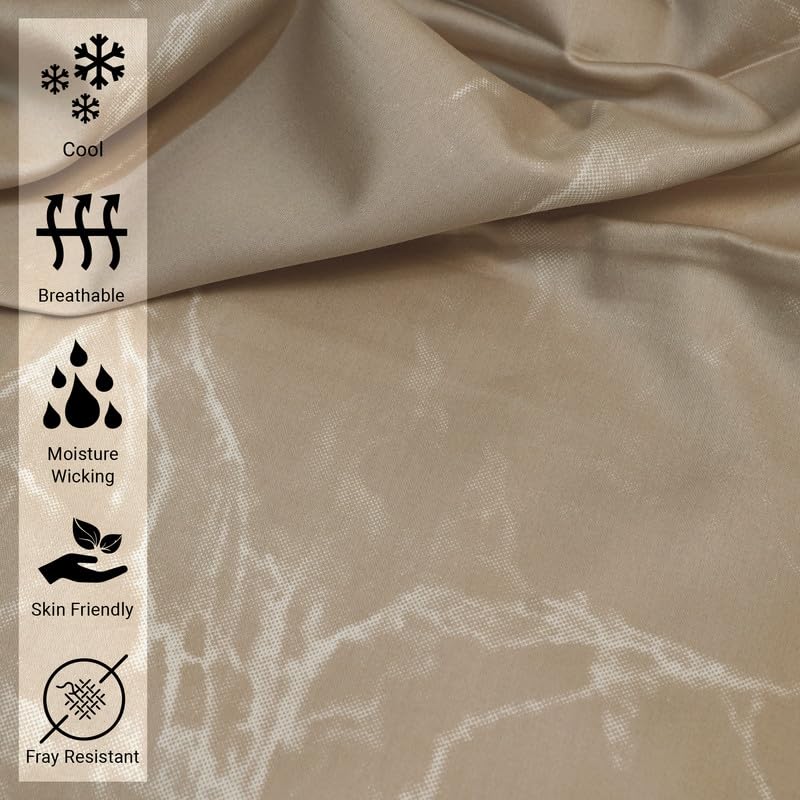 100% Cotton Marble Print Twin XL Fitted Sheet 400TC Taupe