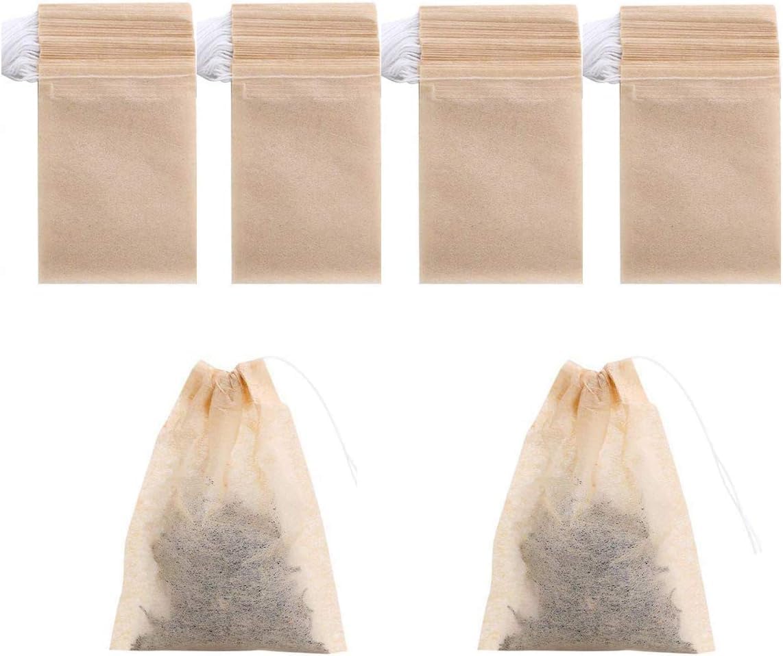 200 Pack Disposable Drawstring Tea Filter Bags (200 Count)