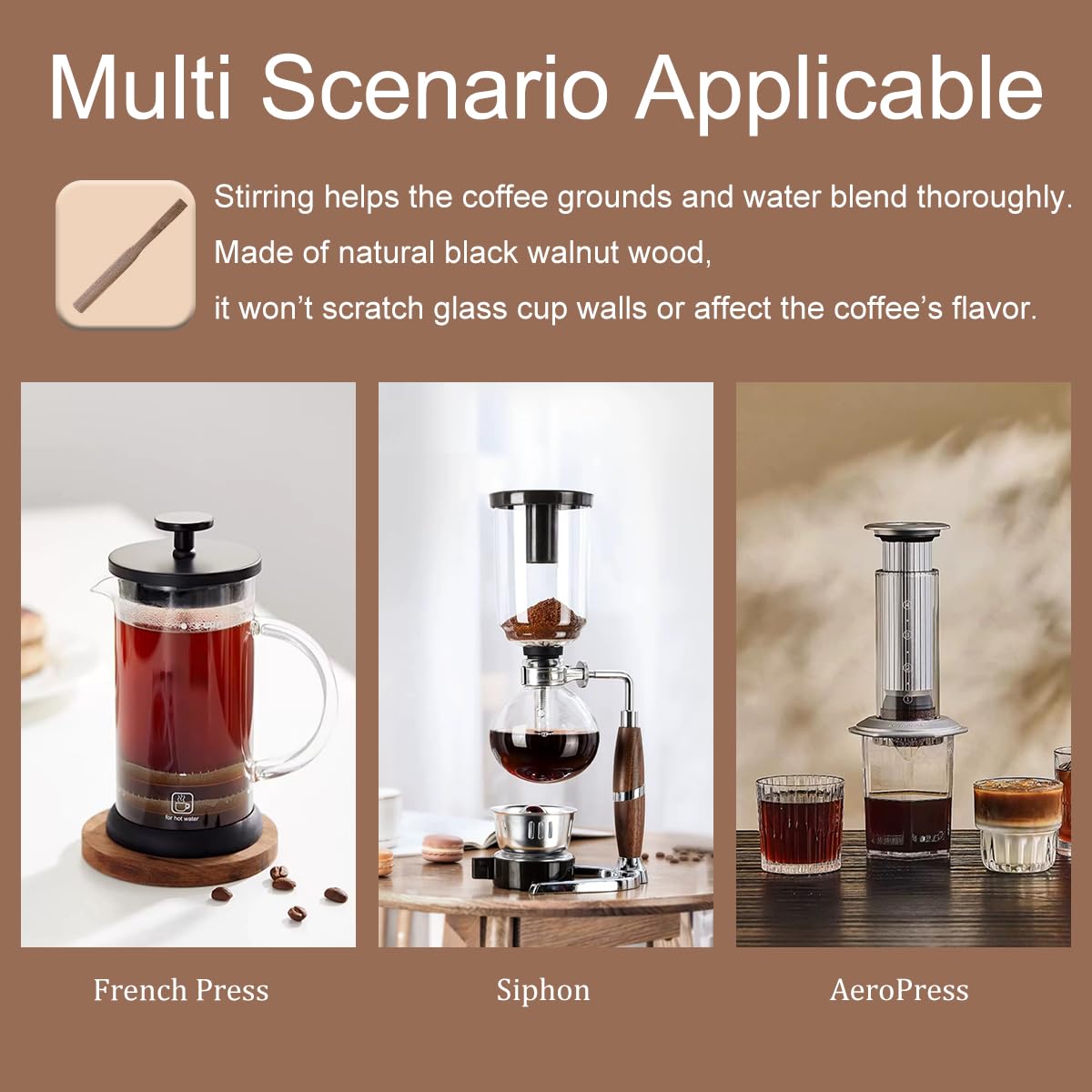 Black Walnut Coffee Stir Stick for Syphon Coffee Maker