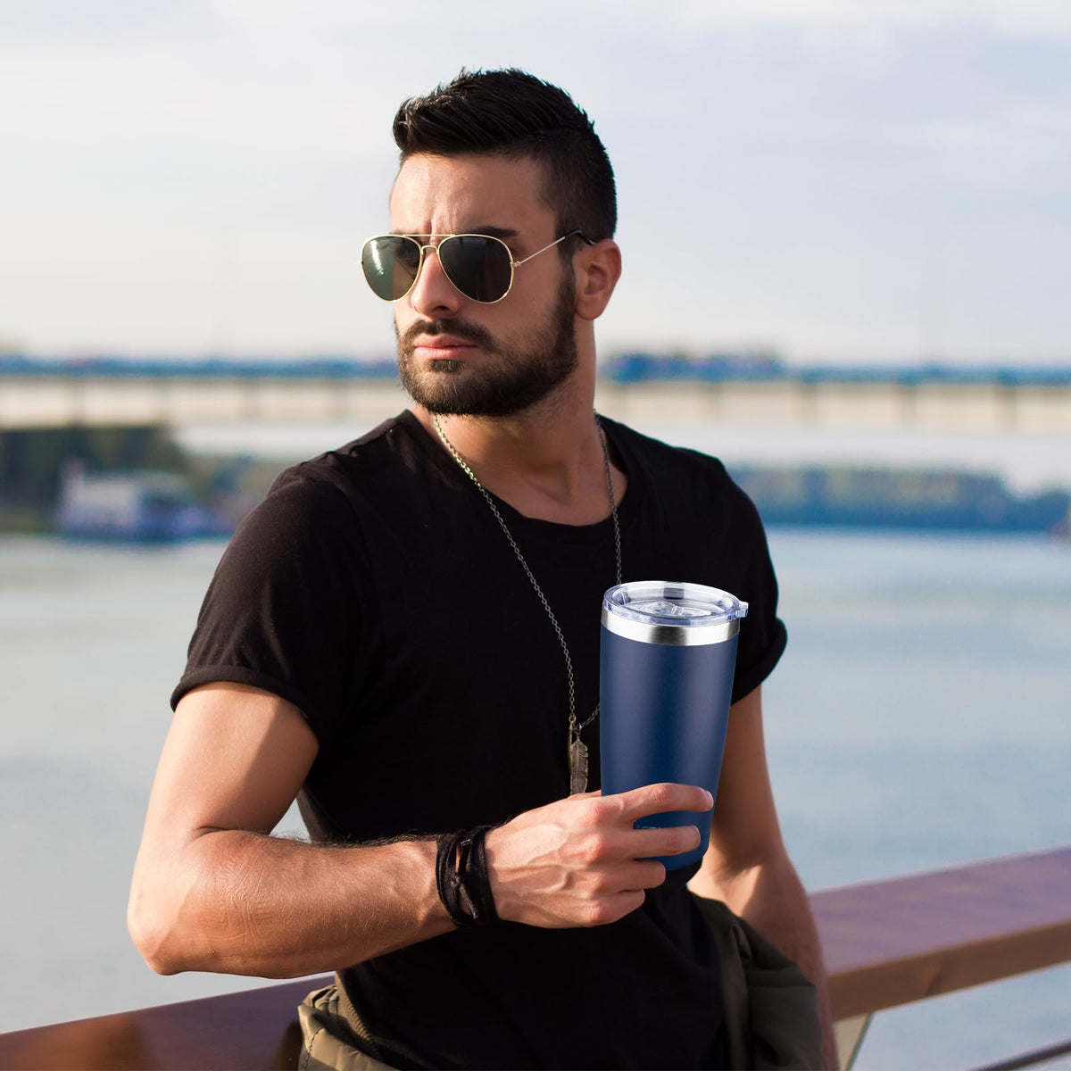 20oz Insulated Tumbler Cup Travel Coffee Mug with Lid (4 Count)
