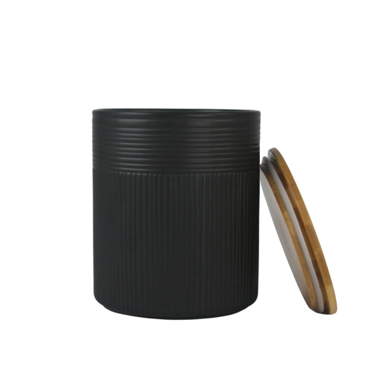Luca Matte Black Embossed Ceramic Kitchen Canister Set (3 Count)