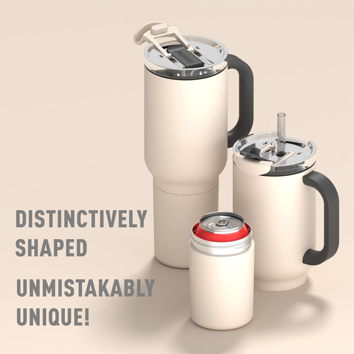 DUPLEX 2-in-1 Travel Mug and Beer Can Holder Enjoy hot and cold drinks simultaneously -22 oz Hot Coffee or Tea Tumbler with Attached 12 oz Cold Can Holder for Beer or Soda, white