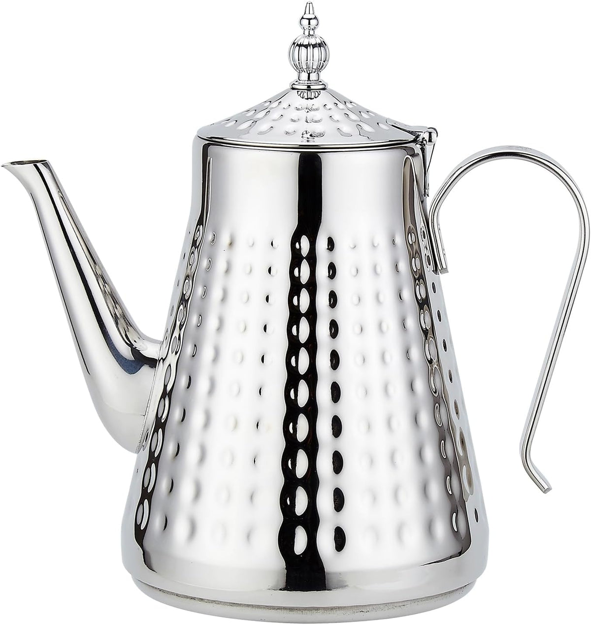 1.8L(60oz) Stainless Steel Hammer Patterned Teapot With Removeable Infuser,Loose leaf cover,Silver