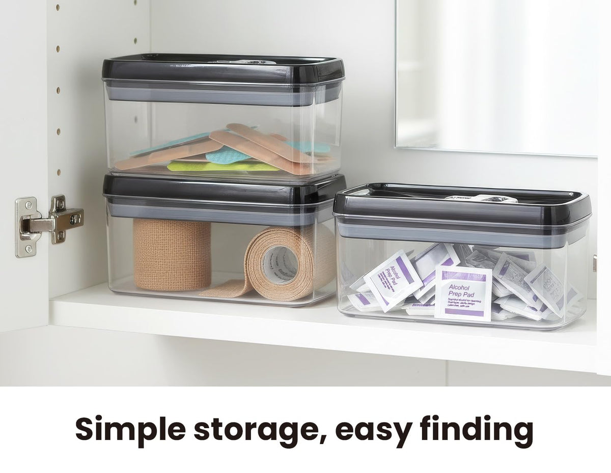 Flip Tite Food Storage Container with Lid 4” RECTANGLE Airtight Ring Flip Lock Top (3 Count)