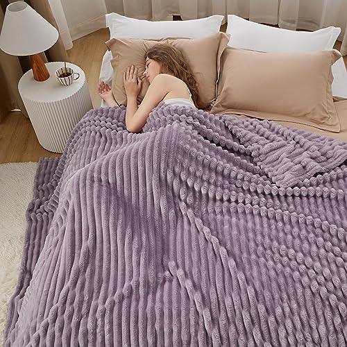 Soft King Size Blankets for Bed Light Purple 108"x90"