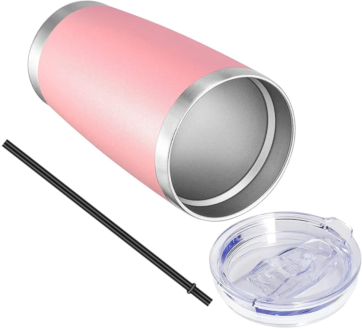 20oz Tumbler with Lid and Straw Stainless Steel Tumbler Cup Bulk Vacuum Insulated Double Wall Travel Coffee Mug Powder Coated Coffee Cup (6 Count)