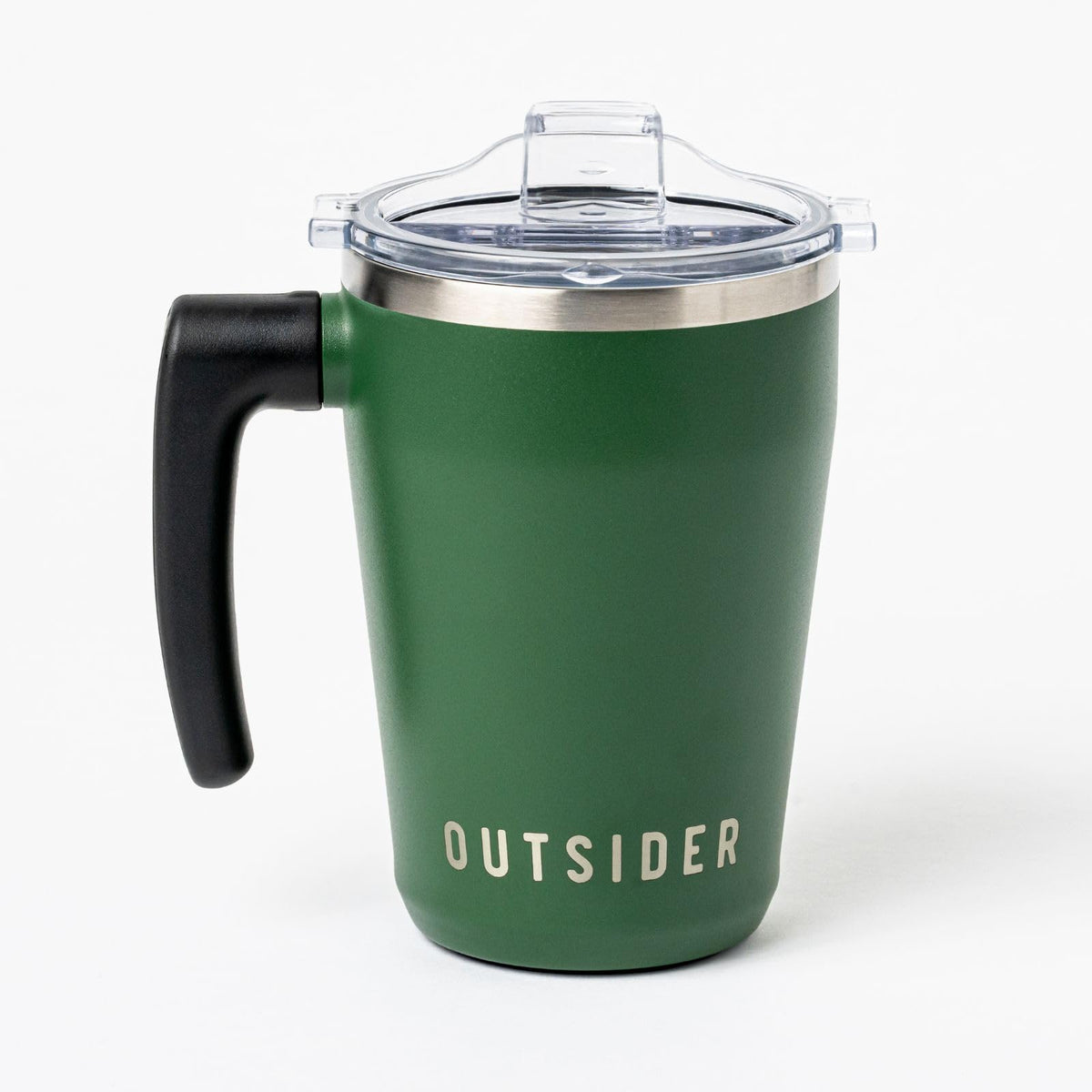 The AM 17 oz Stainless Steel Vacuum Insulated Coffee Mug with 180° Rotating Swivel Handle and Lockable Spill Proof Lid