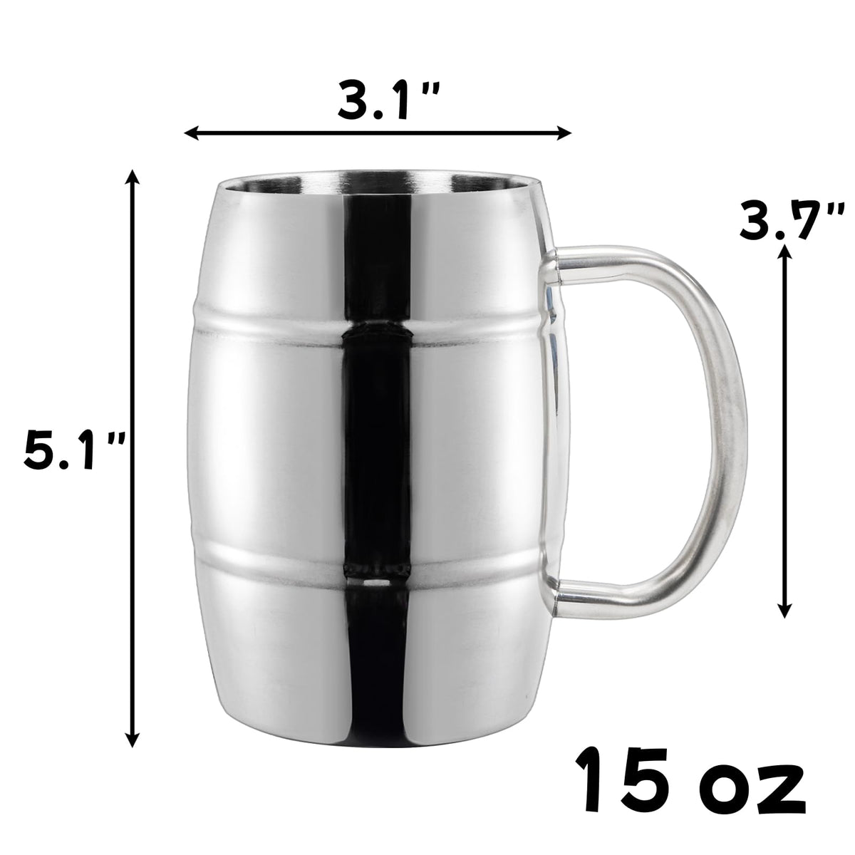 4 Pack Stainless Steel Barrel Mugs (4 Count)