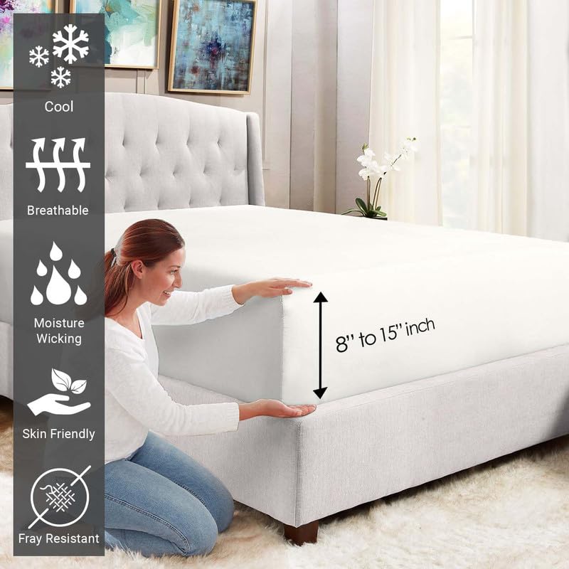 California King Cotton Fitted Sheet 400 Thread Count Off White