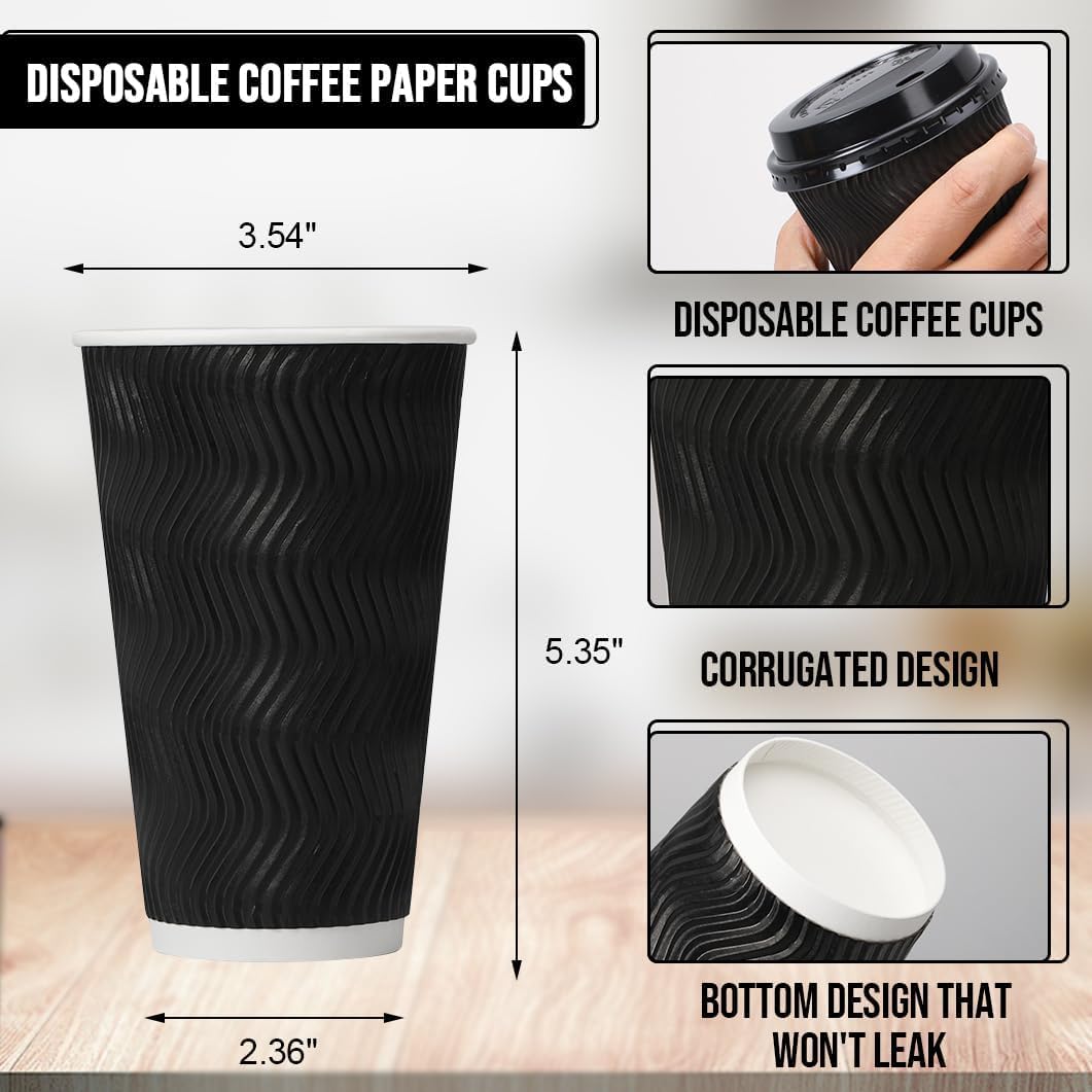500 Pack 16 oz Coffee Cups with Lids Disposable To Go Paper Cups (500 Count)