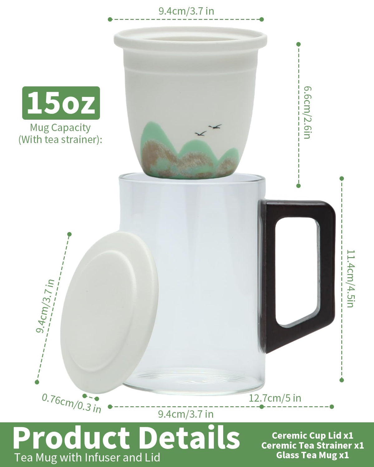 Tea Mug with Infuser and Lid for Loose Leaf Tea